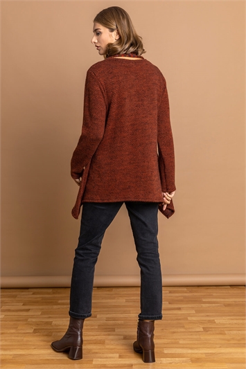 Rust Contrast Pocket Tunic With Scarf, Image 2 of 4