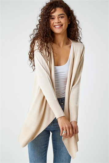 Cream Waterfall Front Knitted Cardigan