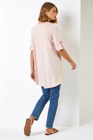 Light Pink Textured Notch Neck Top, Image 2 of 4