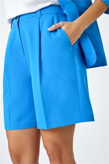 Blue Tailored Stretch Shorts