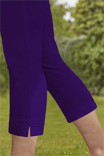 Purple Cropped Stretch Trouser, Image 3 of 4