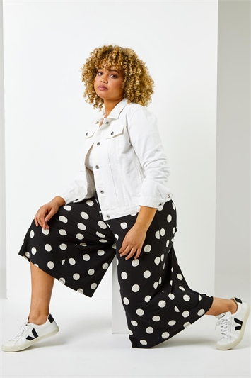Black Curve Spot Print Culotte Trousers, Image 4 of 4