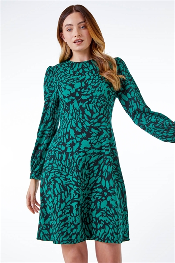 Green Animal Print Jacquard Dress