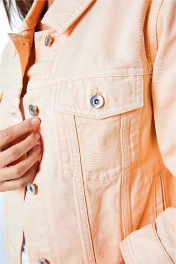 Peach Classic Washed Denim Jacket, Image 5 of 5