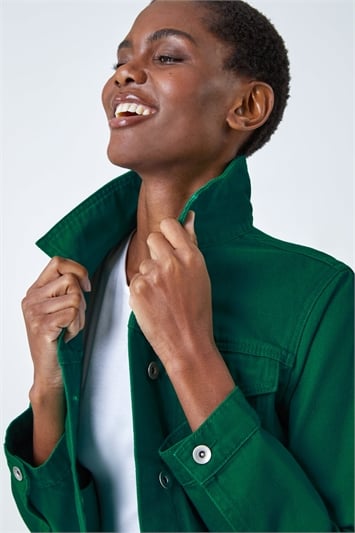 Green Classic Cotton Denim Jacket