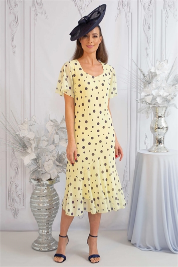 Yellow Julianna Spot Print Chiffon Dress