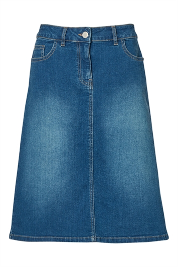 A-Line Denim Skirt in Blue - Roman Originals UK