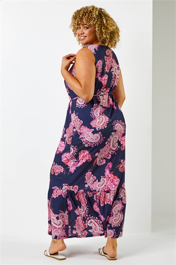 Fuchsia Curve Paisley Print Maxi Dress, Image 2 of 5