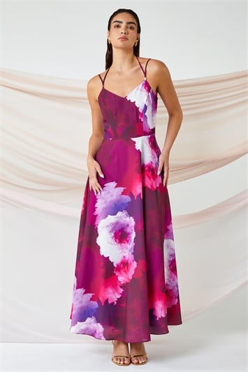 Pink Luxe Floral Fit & Flare Maxi Dress