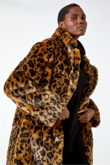 Multi Premium Animal Print Faux Fur Coat