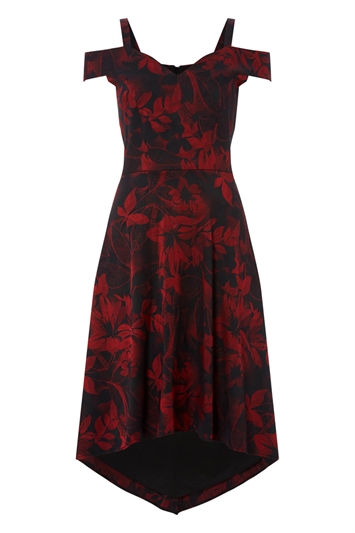 Floral Fit and Flare Dress in Black - Roman Originals UK