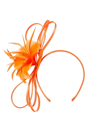 Orange Feather Flower Fascinator