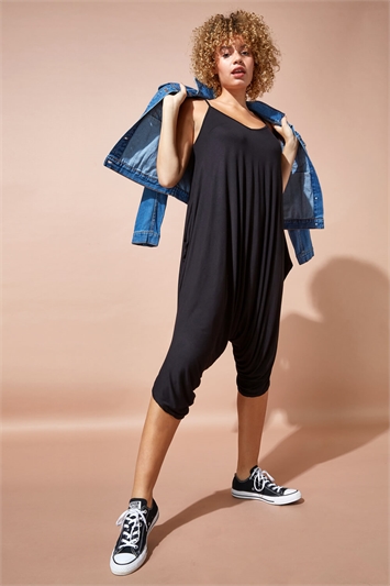 Cropped V-Neck Hareem Jumpsuit