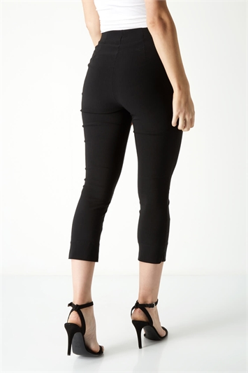 Black Petite Cropped Stretch Trouser, Image 2 of 5