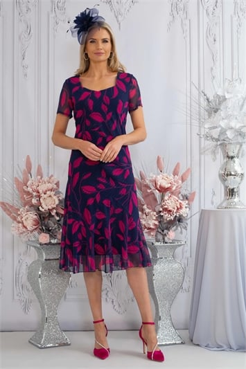 Pink Julianna Floral Print Chiffon Dress