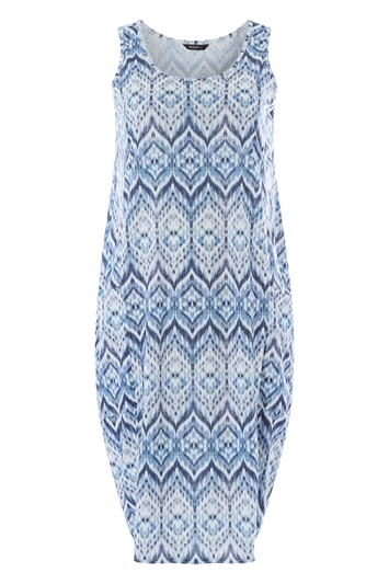 Blue Geo Print Slouch Dress, Image 5 of 5