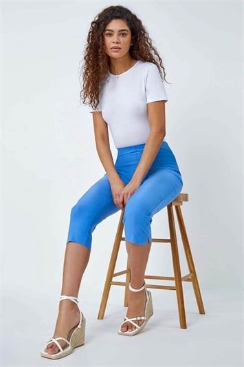 Multi Elastic Waist Stretch Cropped Trousers