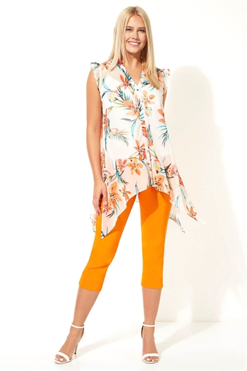 Orange Cropped Stretch Trouser, Image 3 of 4