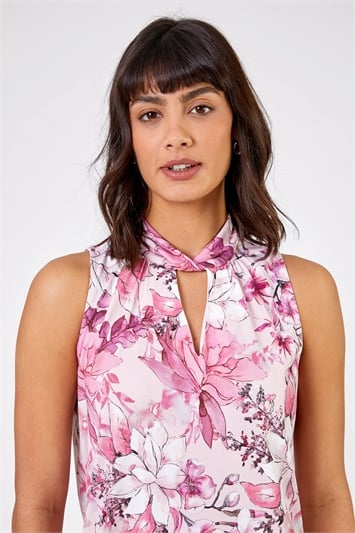 Twist Neck Floral Print Topand this?