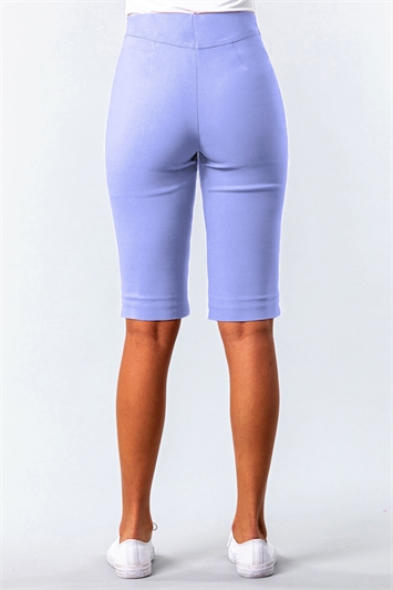 Light Blue Stretch Knee Length Shorts, Image 3 of 4