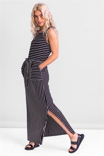 Black Striped Draw Cord Maxi Dress, Image 5 of 5