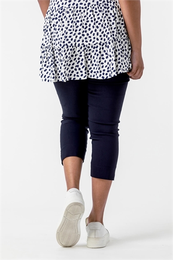 Navy Curve Cropped Stretch Trouser, Image 3 of 5