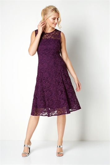 Purple Lace Fit and Flare Dress