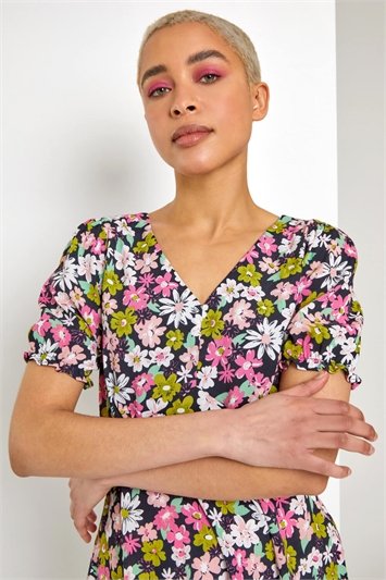 Pink Bold Floral Print Blouse, Image 5 of 5