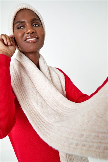 White Soft Cable Knit Scarf