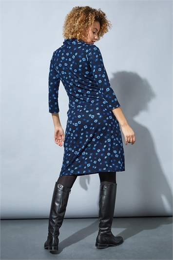 Floral Cowl Neck Dress