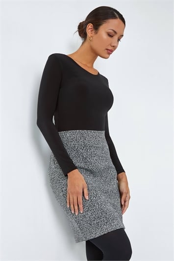 Grey Smart Textured Elastic Waist Stretch Skirt