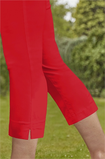 Red Cropped Stretch Trouser, Image 4 of 5