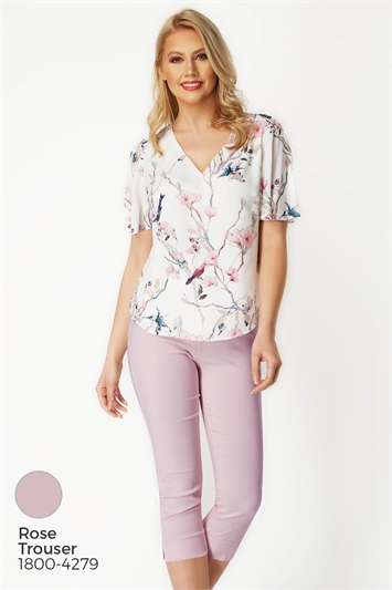 Ivory Floral Angel Sleeve Top, Image 5 of 7