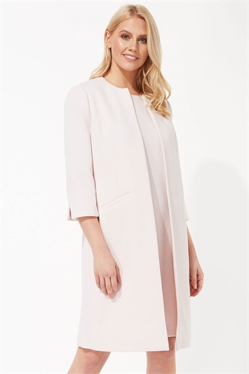 Pink Textured Dress Coat