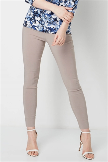 Light Grey Full Length Stretch Trousers, Image 1 of 3