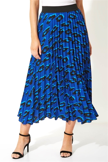 blue animal print skirt