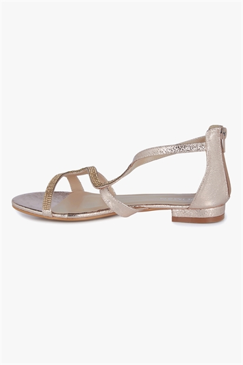 gold diamond flat sandals