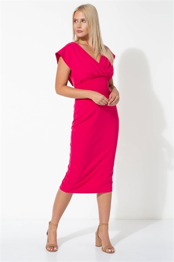 Pink Cross Front Midi Dress, Image 3 of 4