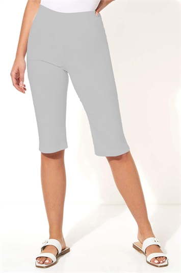 Light Grey Stretch Knee Length Shorts, Image 1 of 4