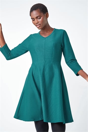 Multi Cotton Blend Ribbed Stretch Dress