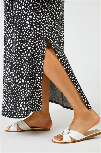 Black Curve Spot Print Maxi Dress, Image 4 of 5