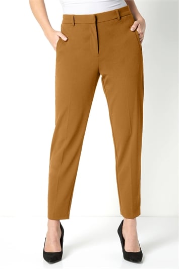 Camel Straight Leg Stretch Trouser, Image 1 of 4