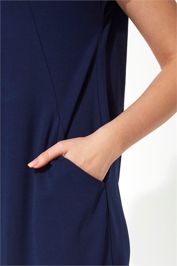 Navy Relaxed Fit Crepe Dress, Image 5 of 5