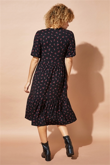 Ditsy Floral Tiered Midi Dress