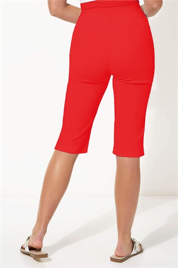 Red Knee Length Stretch Shorts, Image 2 of 4