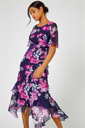 Floral Print Frill Detail Midi Dressand this?
