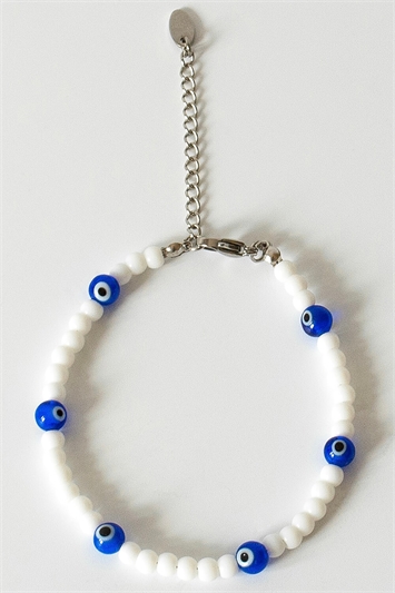 Silver White Blue Tennis Bracelet