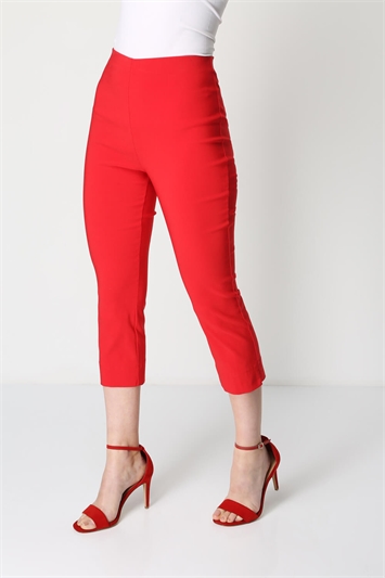 Red Cropped Stretch Trouser