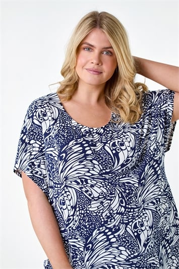 Blue Curve Butterfly Bar Back Stretch Top