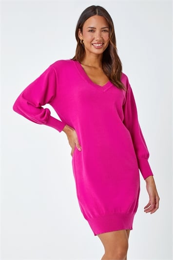 Pink Knitted Jumper Dress